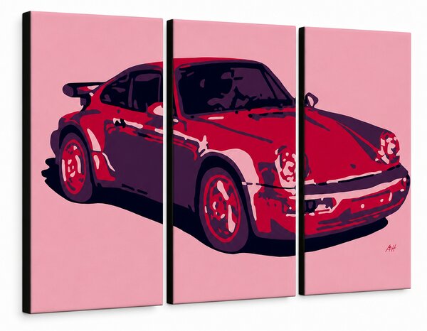 Tablou POP ART pictat manual PORSCHE 911 3 bucăți por3 - 60x40 cm