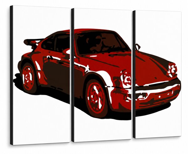 Tablou POP ART pictat manual PORSCHE 911 3 bucăți por2 - 60x40 cm