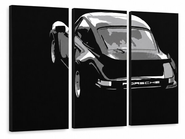 Tablou POP ART pictat manual PORSCHE 911 3 bucăți por4 - 60x40 cm