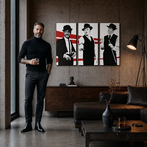 Tablou POP ART pictat manual Rat Pack 3 piese rp - 60x40 cm