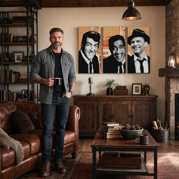 Tablou POP ART pictat manual Rat Pack 3 bucăți rp3 - 60x40 cm