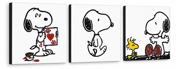 Tablou POP ART pictat manual SNOOPY 3 buc snoopy - 120x40 cm