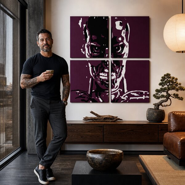 Tablou POP ART pictat manual TERMINATOR 4 buc ter - 60x60 cm