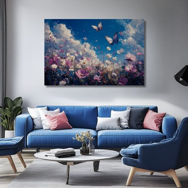 Pictura de fluture - zboară peste pajiște - 40x60 cm