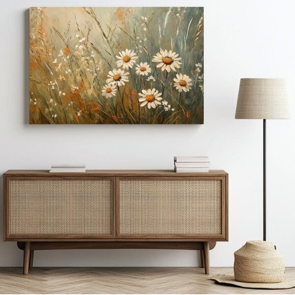 Pictură dans alb de flori | finisată de mâna artistului - 40x60 cm
