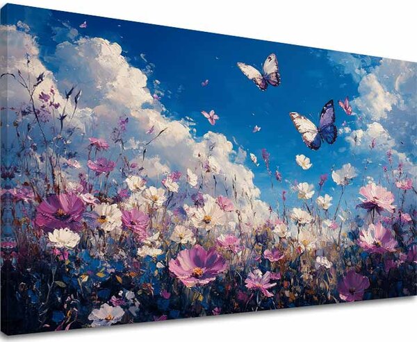 Pictura de fluture - zboară peste pajiște - 40x60 cm