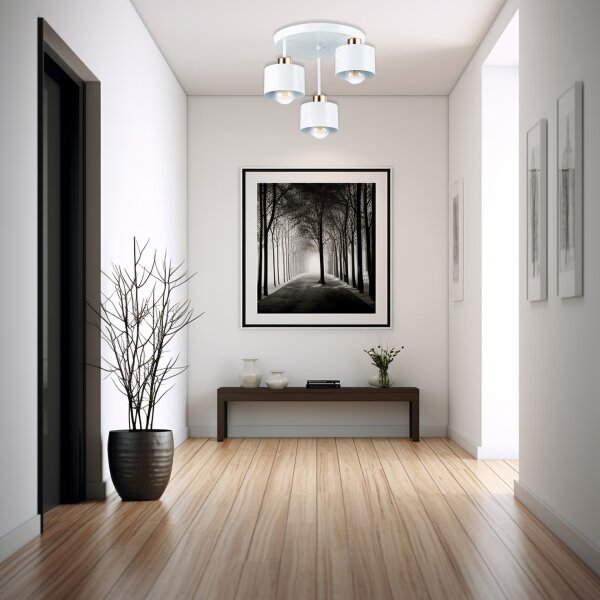 Lustră pe tijă 3xE27/35W/230V d. 30 cm alb/auriu