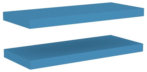 Rafturi perete suspendate, 2 buc., albastru, 60x23,5x3,8 cm MDF