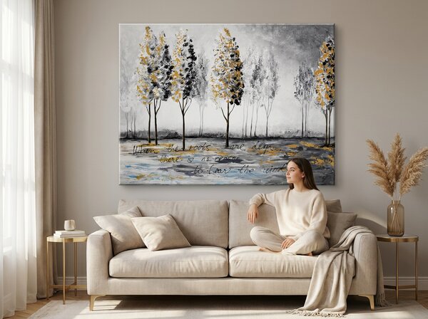 Tablou de perete pictat COPACI 1 parte - 120x90 cm / Clasic 2 cm