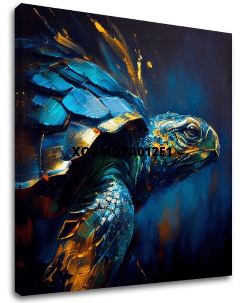 Pictură decorativă pe pânză - PREMIUM ART - Green Turtle Odyssey - 60x60 cm