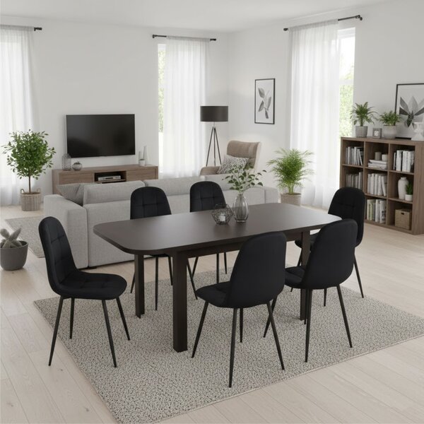 Set masă extensibilă Roma Wenge cu 6 Scaune Gya Negru