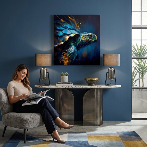 Pictură decorativă pe pânză - PREMIUM ART - Green Turtle Odyssey - 60x60 cm