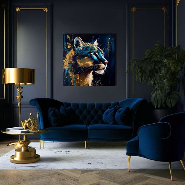 Pictură decorativă pe pânză - PREMIUM ART - Silent Puma's Gaze - 80x80 cm
