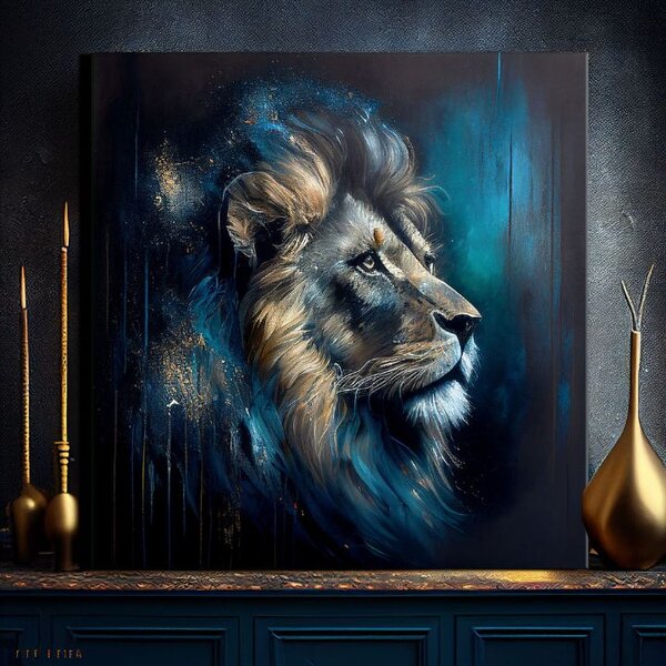 Pictură decorativă pe pânză - PREMIUM ART - Lion's Strength and Grace - 60x60 cm