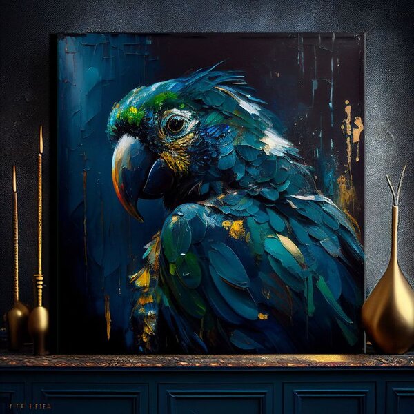 Pictură decorativă pe pânză - PREMIUM ART - Rainbow Feathers in Flight - 60x60 cm
