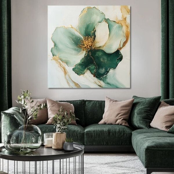 Reproducere pe pânză Emerald Surprise | finisată de mâna artistului - 40x40 cm