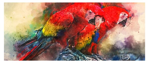 Tablou - Papagali roșii ara (120x50 cm)