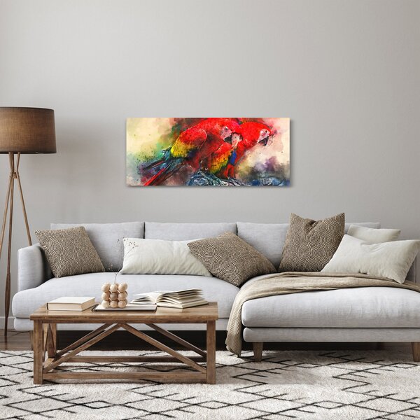 Tablou - Papagali roșii ara (120x50 cm)