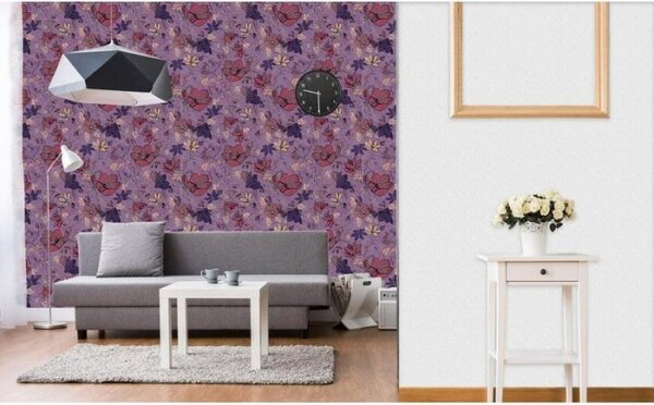 Tapet vlies de lux motiv violet cu flori