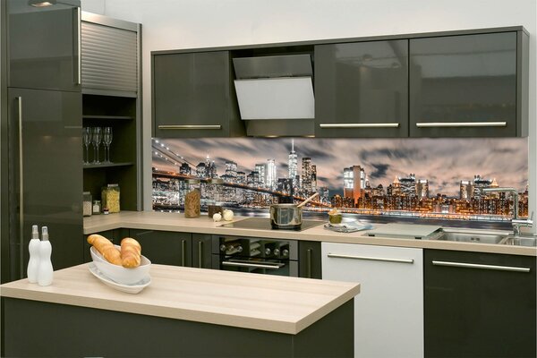 Fototapet pentru bucătărie - manhattan noaptea 260 x 60 cm