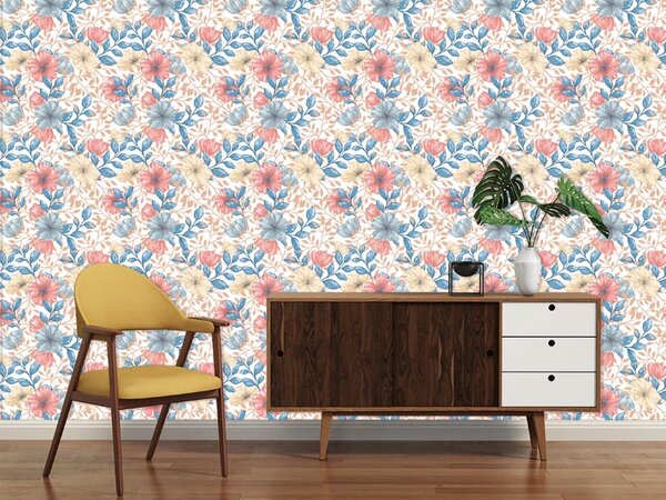 Tapet vlies de lux hibiscus colorat