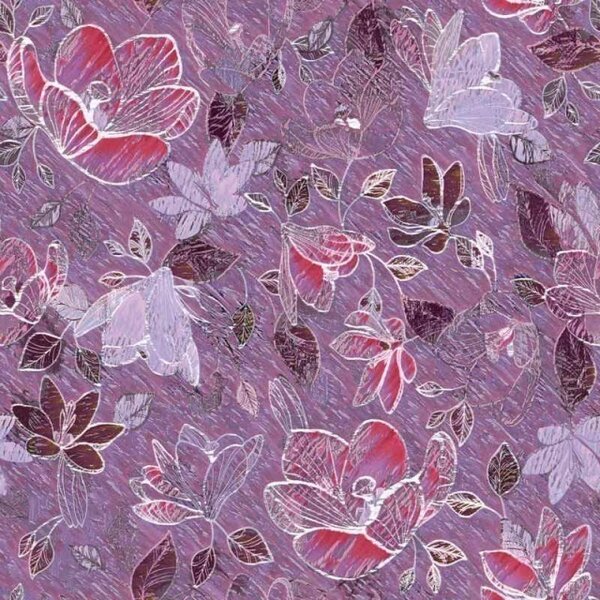 Tapet vlies de lux pictură cu flori violet