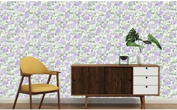 Tapet vlies de lux violet trandafiri