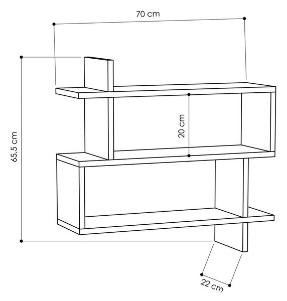 Raft în culoare naturală etajat cu aspect de lemn de stejar 70 cm Paralel – Kalune Design