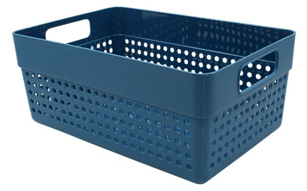 Coș depozitare plastic perforat 23x15x10 cm Storage Solutions, cu mânere, Albastru
