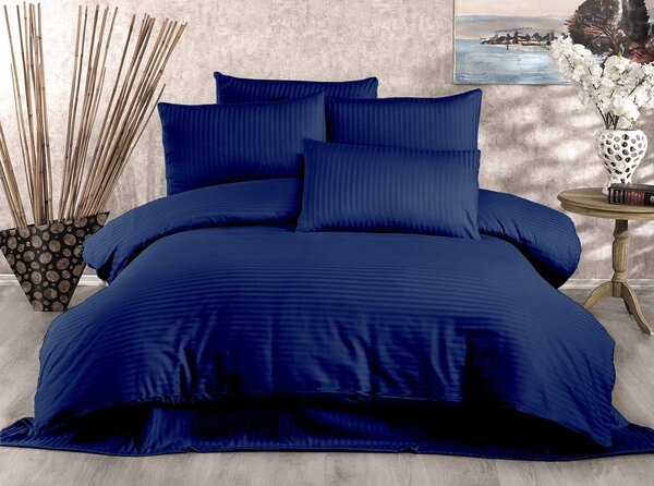 Lenjerie de pat albastru-închis din bumbac satinat pentru pat de o persoană 140x200 cm Lilyum – Mijolnir