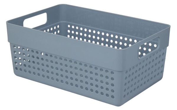 Coș depozitare plastic perforat 23x15x10 cm Storage Solutions, cu mânere, Gri
