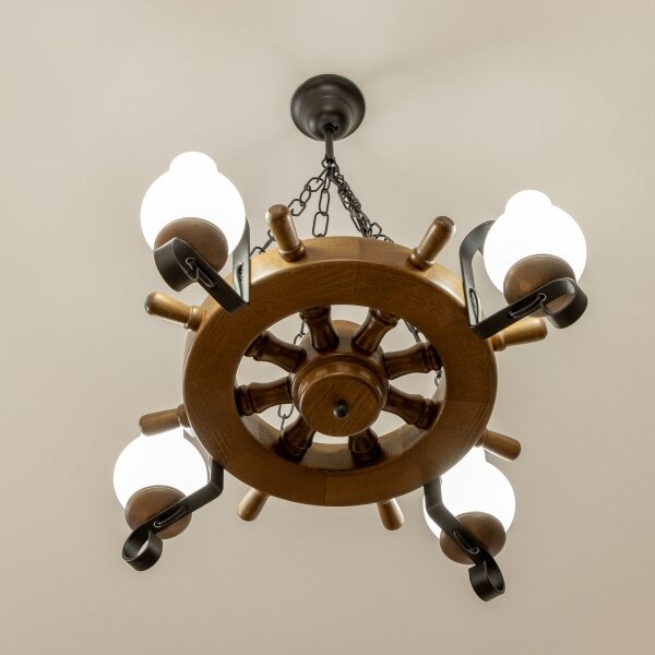 Brilagi - Candelabru pe lanț TIMONA 4xE14/40W/230V diam. 50 cm fag/nuc