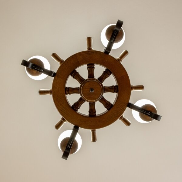 Brilagi - Candelabru pe lanț TIMONA 4xE14/40W/230V diam. 50 cm fag/nuc