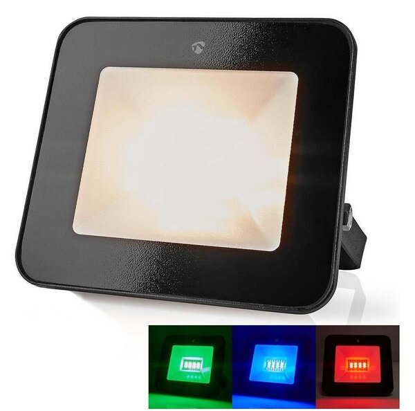 Nedis WIFILOFC20FBK-LED Proiector LED SmartLife RGBW, 20W, 230V, Wi-Fi, IP65