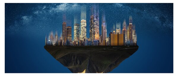 Tablou - Metropola plutind în spațiu (120x50 cm)