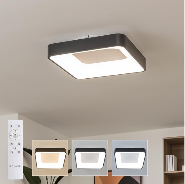 Brilagi - Plafonieră LED dimabilă FALCON II, 80 W, 230 V, 40 x 40 cm, neagră + telecomandă