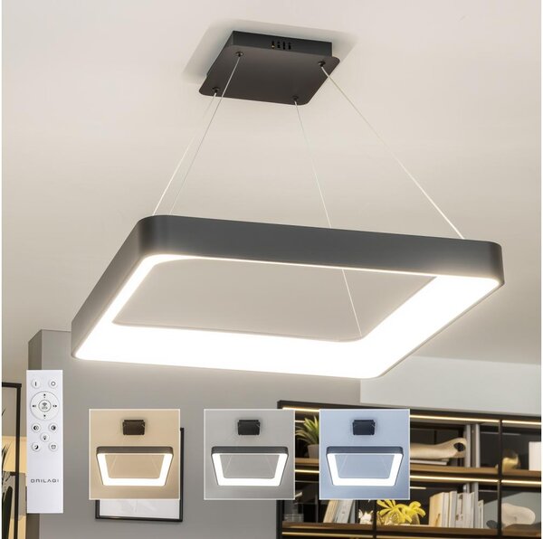Brilagi - Lustru LED dimabil pe cablu FALCON II LED/125W/230V 60x60 cm negru + telecomandă