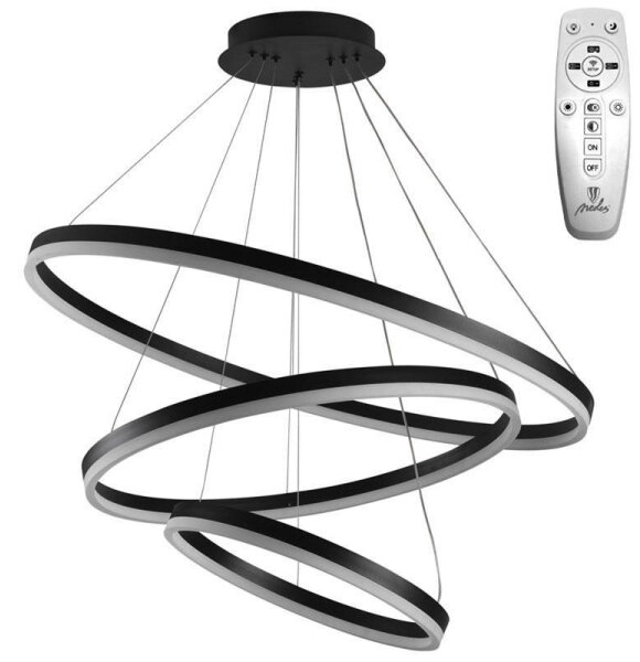 Brilagi - Lustră LED reglabilă suspendată pe cablu CIRCLE LED/125W/230V 3000-6500K neagră + telecomandă