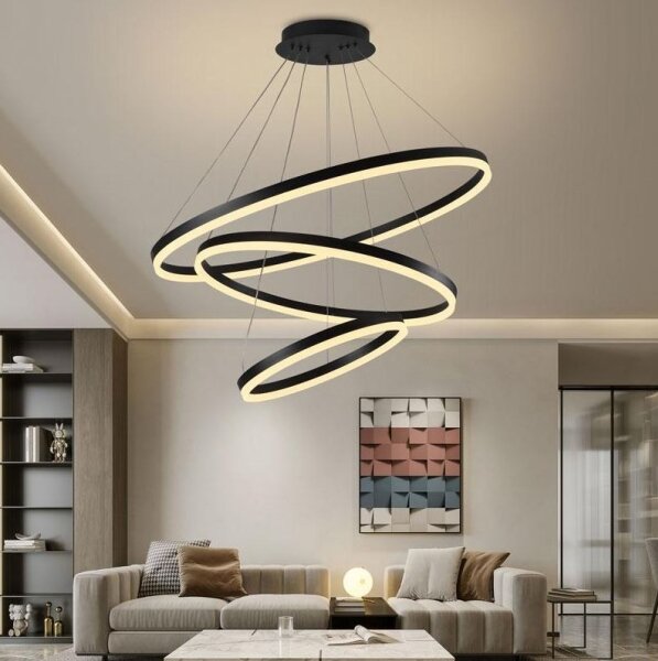 Brilagi - Lustră LED reglabilă suspendată pe cablu CIRCLE LED/125W/230V 3000-6500K neagră + telecomandă