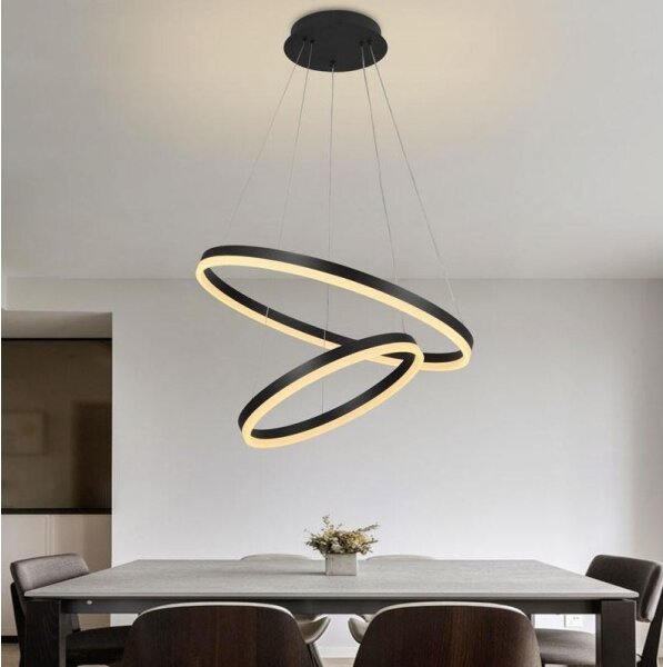 Brilagi - Lustră LED dimabilă suspendată pe cablu CIRCLE, 70W/230V, 3000-6500K, negru + telecomandă