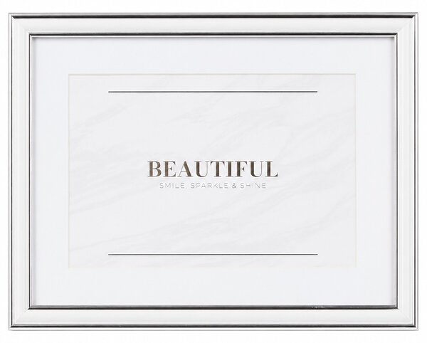 Rama foto decorativa Pufo pentru diploma, certificat, acte sau fotografie A4, design elegant negru cu auriu, 32 x 24 cm, argintiu