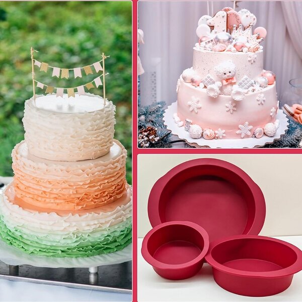 Set 3 forme Pufo Cake din silicon pentru blat de tort, prajituri- rezistente si usor de utilizat