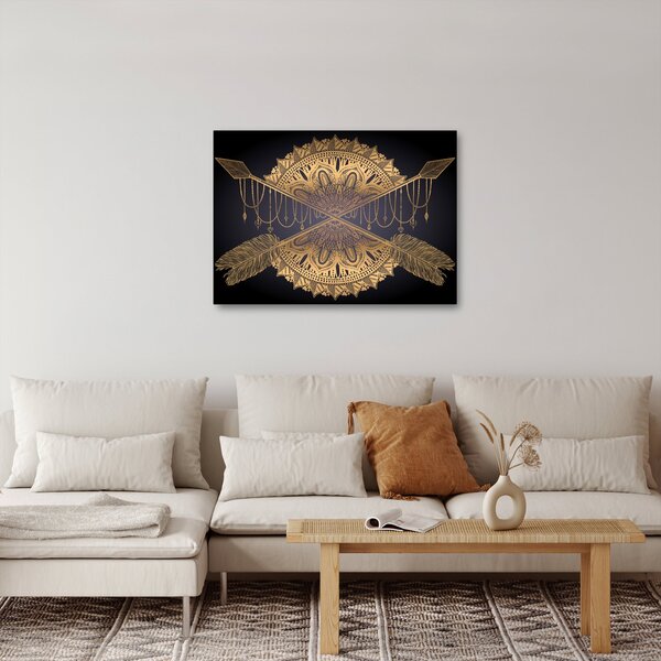 Tablou - Mandala aurie cu săgeți (70x50 cm)