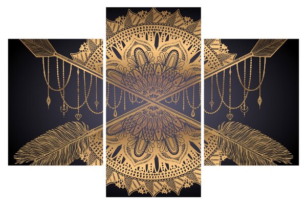 Tablou - Mandala aurie cu săgeți (90x60 cm)