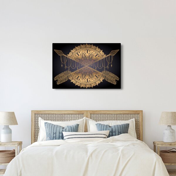Tablou - Mandala aurie cu săgeți (90x60 cm)