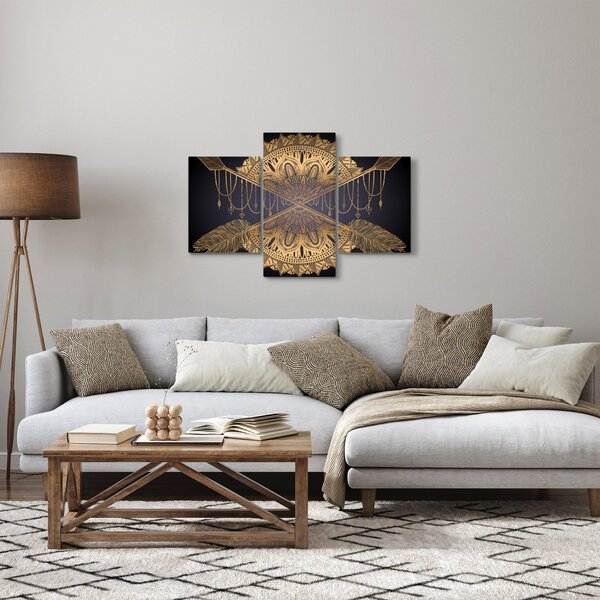 Tablou - Mandala aurie cu săgeți (90x60 cm)