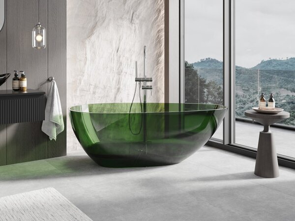 Cadă de baie transparentă independentă Mexen Glass 170 x 85 cm, dop cromat, 58061708502