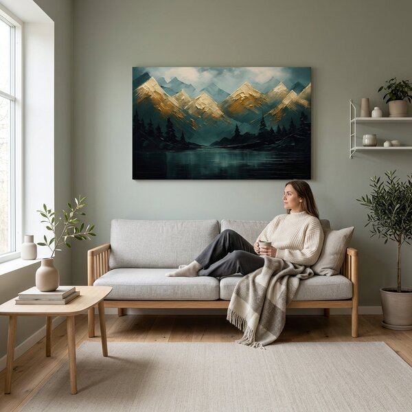 Tablou de perete modernă Munții de la apusul soarelui - PREMIUM ART - 40x60 cm