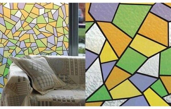 Folie pentru sticlă ornamente colorate – lățime 45 cm