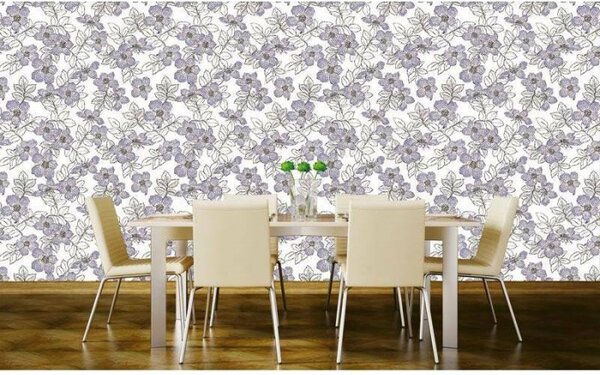 Tapet vlies de lux flori violet-albe